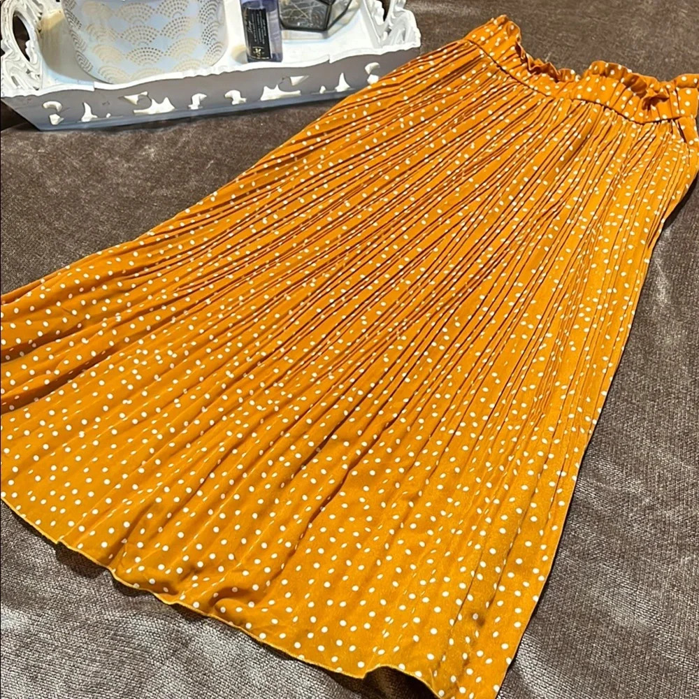 EXLURA Womens High Waist Polka Dot Pleated Skirt Midi Swing Skirt with Pockets